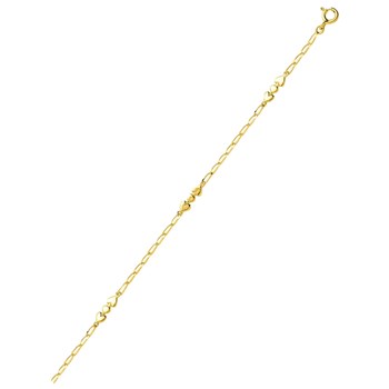 Chaîne de cheville femme 24 cm - Coeur - Or 18 Carats