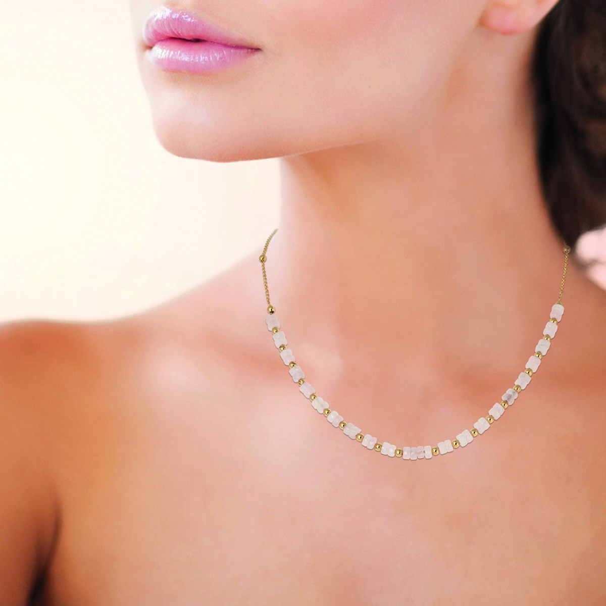 Bracelet Brillaxis perles quartz rose - vue 2