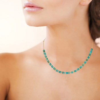 Collier Brillaxis turquoise plaqué or
45 cm