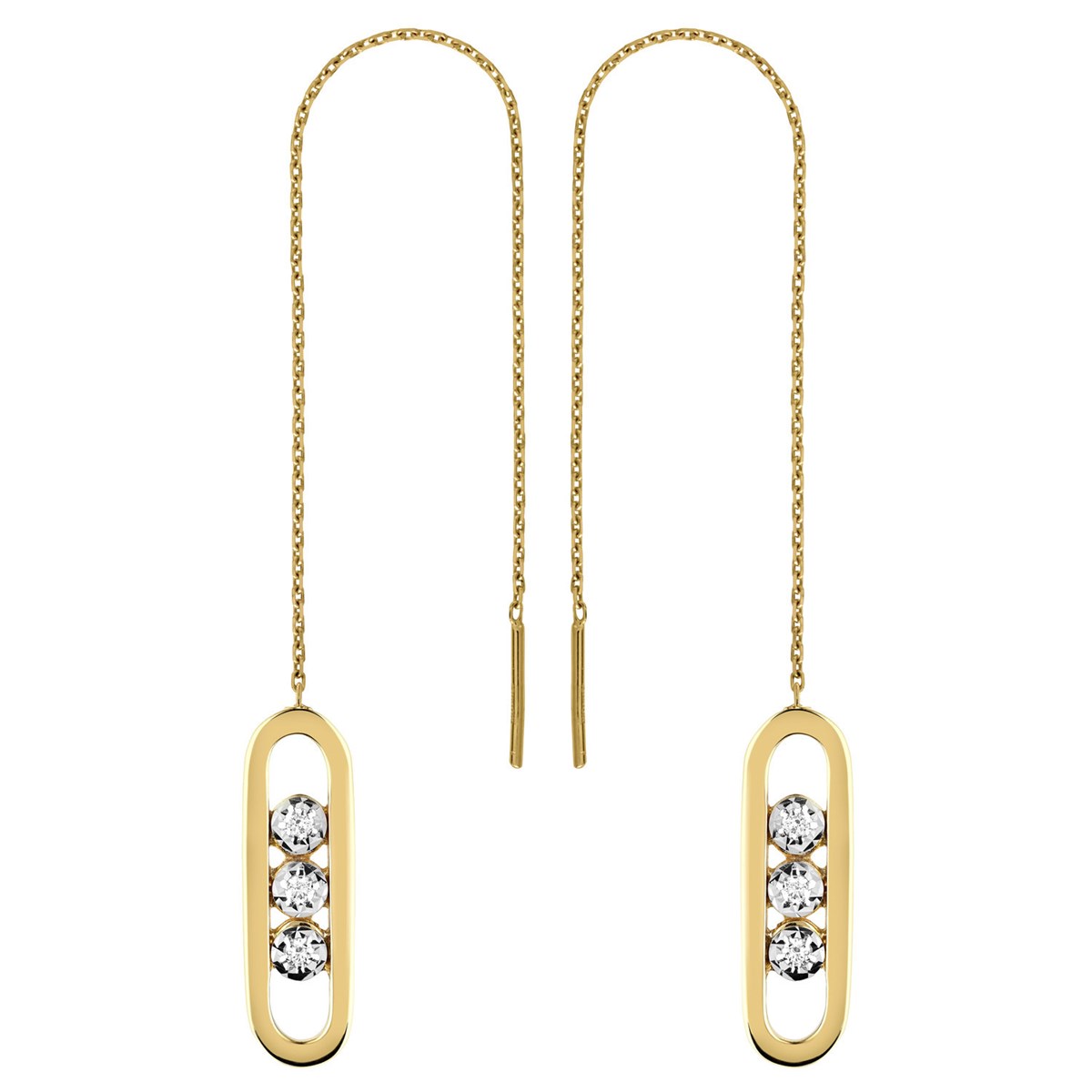 Boucles d'oreilles Brillaxis rectangle pendantes or