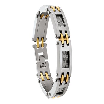 Bracelet homme Jourdan Zéphir acier blanc et doré