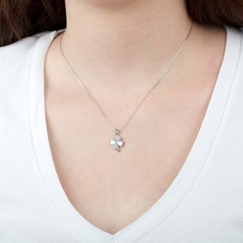 Collier Lotus Silver trèfle argent empierré