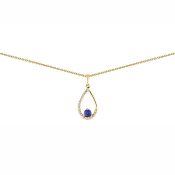 Collier Brillaxis goutte or diamant et saphir