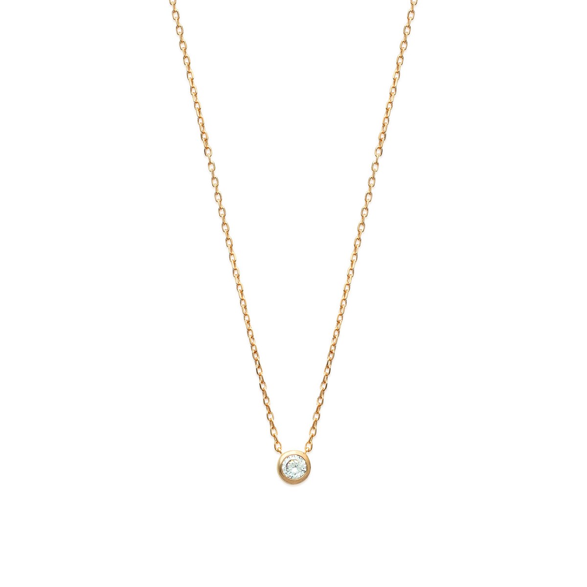 Collier Brillaxis solitaire plaqué or 40cm