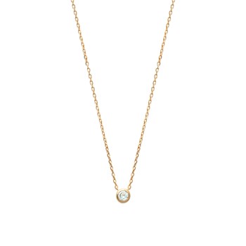 Collier Brillaxis solitaire plaqué or 40cm