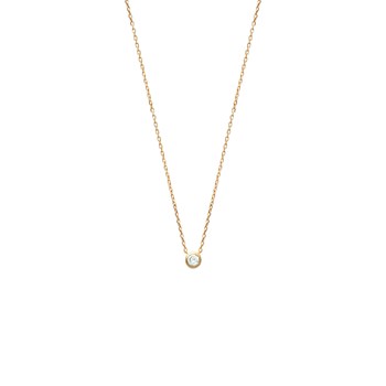 Collier Brillaxis solitaire plaqué or 40cm