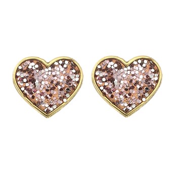Boucles d'oreilles Brillaxis coeur laqué rose
