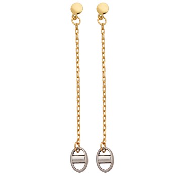Boucles d'oreilles chainette/grain de café or