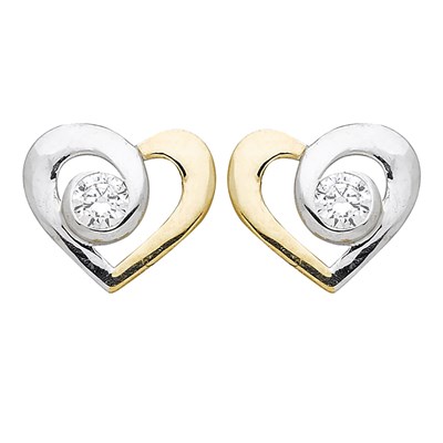 Boucles D Oreilles Brillaxis Bicolore Coeur Maty