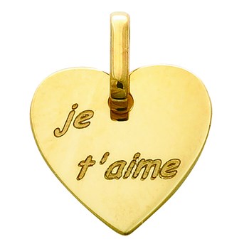 Pendentif Brillaxis coeur je t'aime or 9 carats