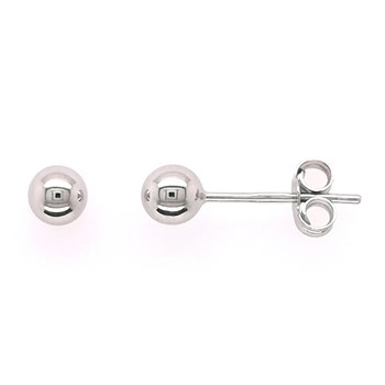 Boucles d'oreilles Boule 4 mm or blanc 18 carats
