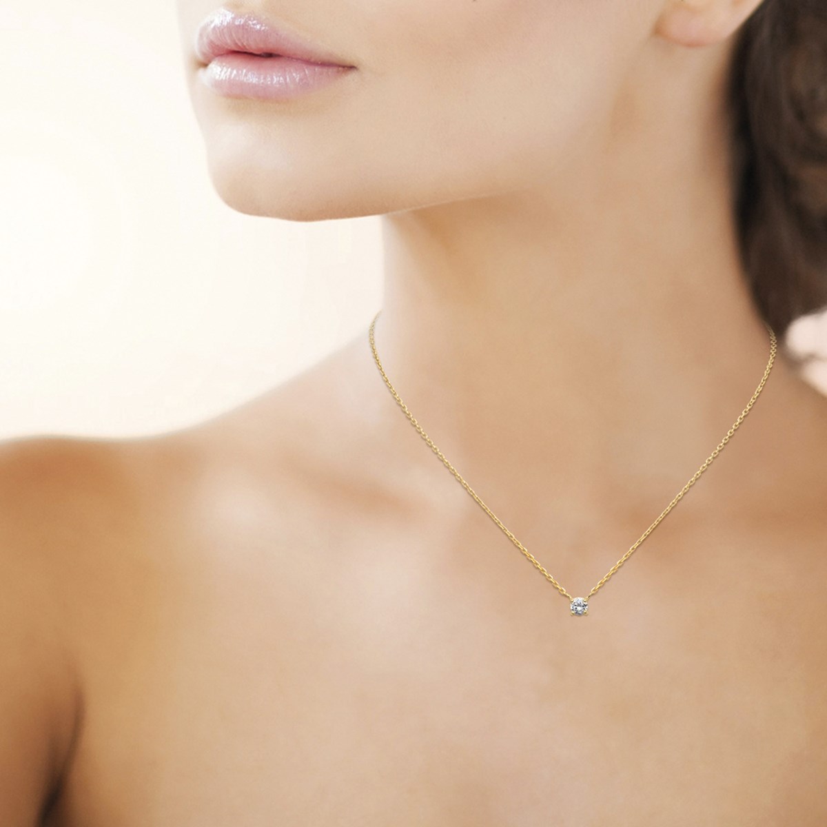Collier Brillaxis solitaire plaqué or - vue 2