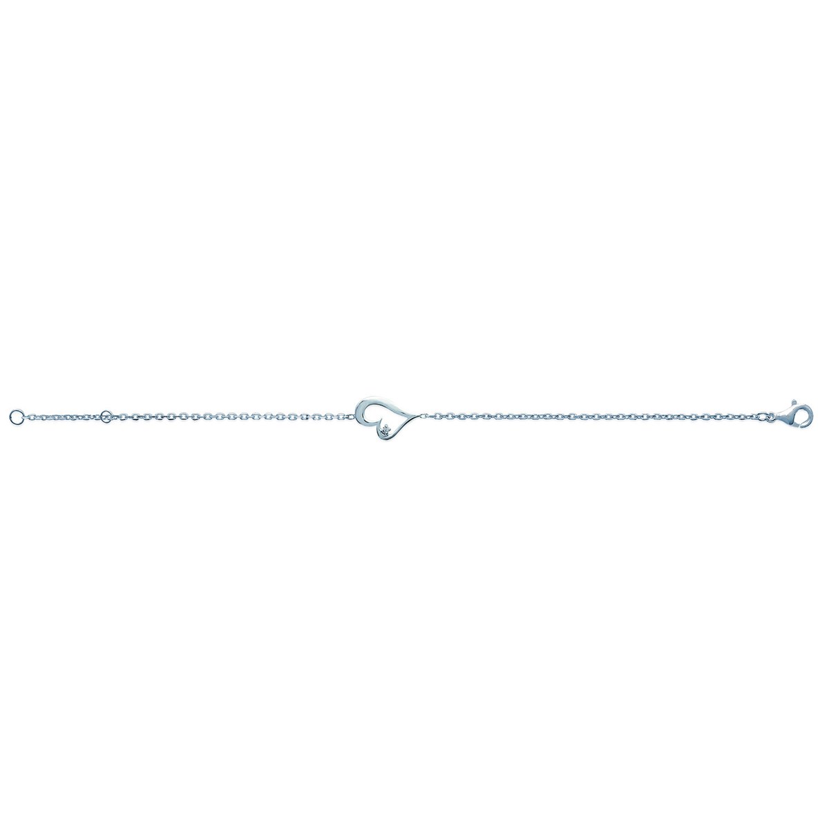 Bracelet Brillaxis coeur penché argent