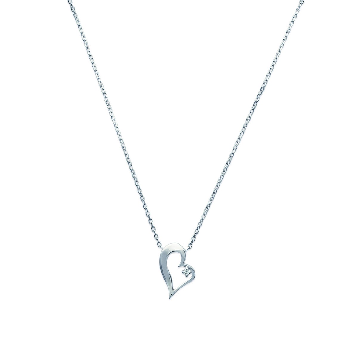 Collier Brillaxis coeur penché serti d'un oxyde
de zirconium