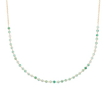 Collier Brillaxis doré perles calcédoine verte
