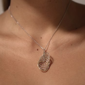 Collier Argent Rhodié Doré Diamanté Spirale Vertigo