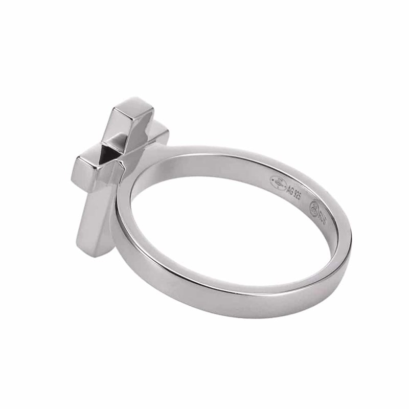 Bague Argent Rhodié Croix Marie - vue 4