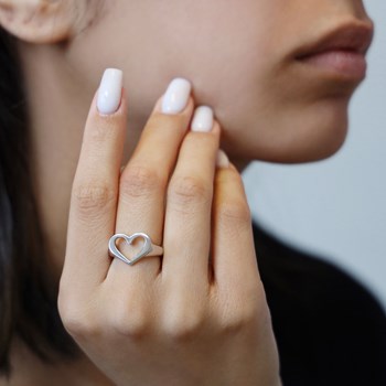 Bague Argent Rhodié Coeur Valentine