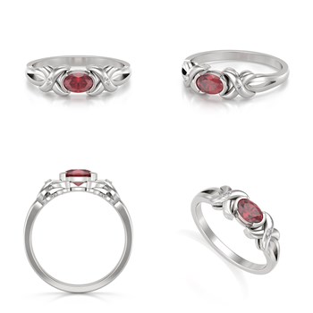 Bague ADEN Or 585 Blanc Rubis et diamants 1.966grs