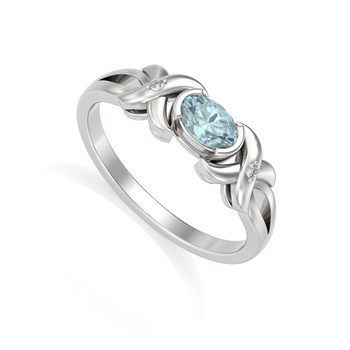 Bague ADEN Or 585 Blanc Aigue-Marine et diamants 1.966grs