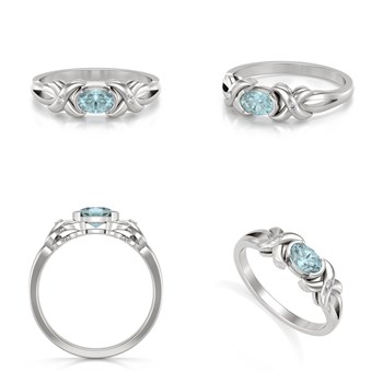 Bague ADEN Or 585 Blanc Aigue-Marine et diamants 1.966grs