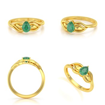 Bague ADEN Solitaire Or 585 Jaune Emeraude 1.92grs