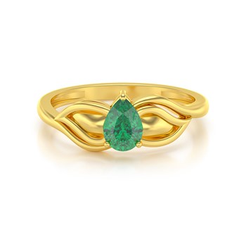 Bague ADEN Solitaire Or 585 Jaune Emeraude 1.92grs