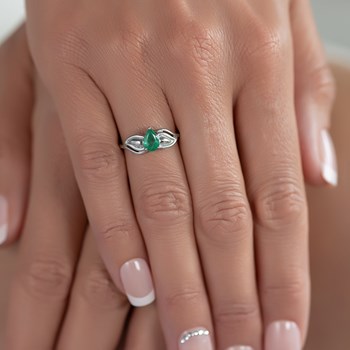 Bague ADEN Solitaire Or 585 Blanc Emeraude 1.92grs