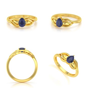 Bague ADEN Solitaire Or 585 Jaune Saphir 1.92grs