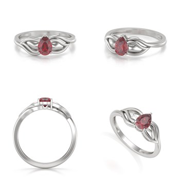 Bague ADEN Solitaire Or 585 Blanc Rubis 1.92grs