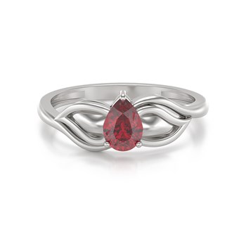 Bague ADEN Solitaire Or 585 Blanc Rubis 1.92grs