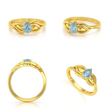 Bague ADEN Or 585 Jaune Aigue-Marine 1.92grs
