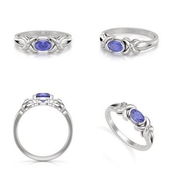 Bague Tanzanite et diamants sur Argent 925 1.966grs