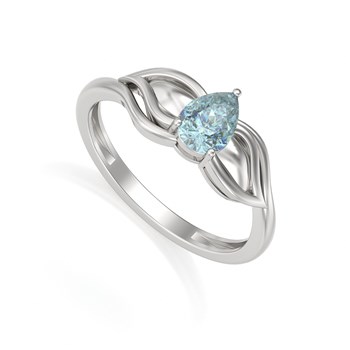 Bague ADEN Or 585 Blanc Aigue-Marine 1.92grs