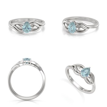 Bague ADEN Or 585 Blanc Aigue-Marine 1.92grs