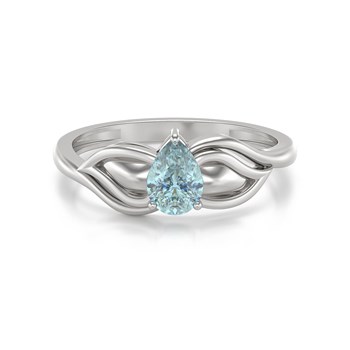 Bague ADEN Or 585 Blanc Aigue-Marine 1.92grs