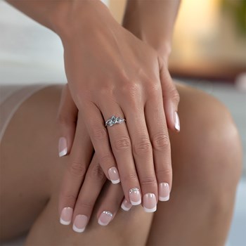 Bague ADEN Or 585 Blanc Aigue-Marine 1.92grs