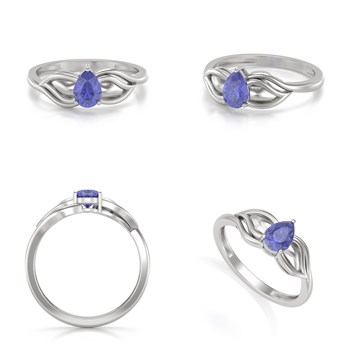 Bague ADEN Solitaire Or 585 Blanc Tanzanite 1.92grs