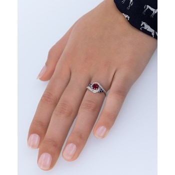 Bague ADEN Or 585 Blanc Rubis Saphir et diamants 2.702grs