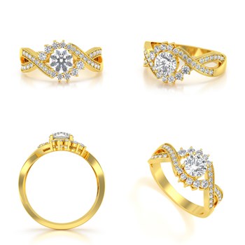 Bague ADEN Or Jaune Moissanite et Diamants 3.2grs