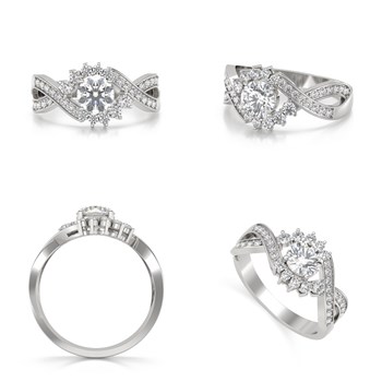 Bague ADEN Or Blanc Moissanite et Diamants 3.2grs