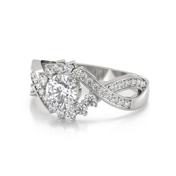 Bague ADEN Or Blanc Moissanite et Diamants 3.2grs