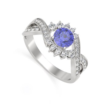 Bague ADEN Or 585 Blanc Tanzanite et diamants 3.2grs
