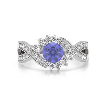 Bague ADEN Or 585 Blanc Tanzanite et diamants 3.2grs