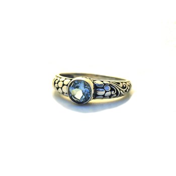 Bague argent et topaze bleue