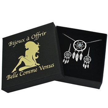 Parure attrape-rêves perle bleu turquoise Argent 925 Rhodié