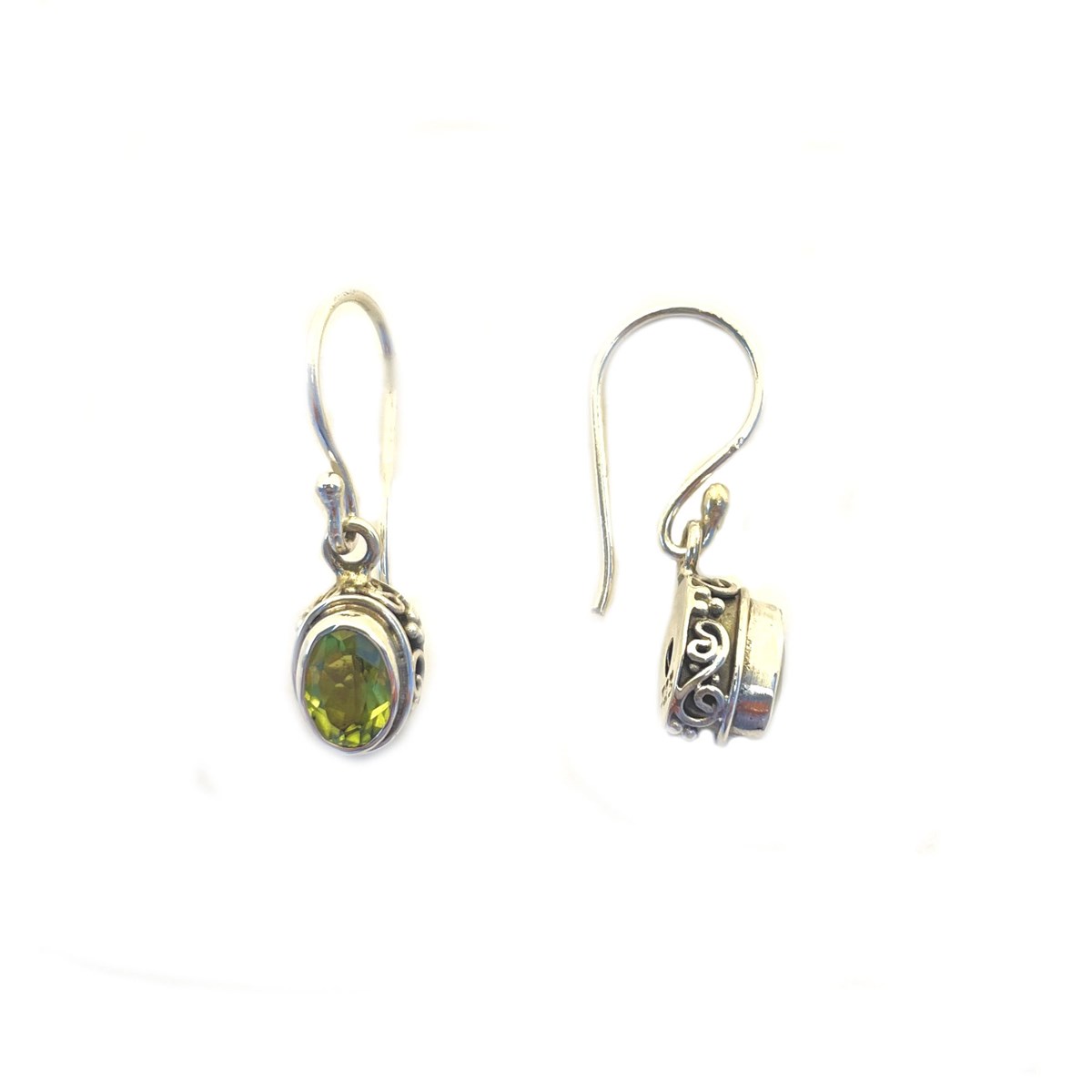 Boucles d'oreille argent et péridot
