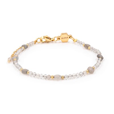 Bracelet Pierre de lune véritable perle blanche plaqué or - Ninanina