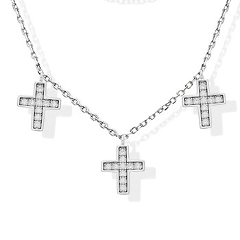 Double Collier Argent Santa Serti Zirconium Blanc