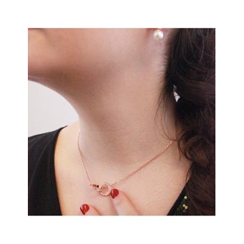 Circle Hoop Pendant - Rose Gold and Crystal